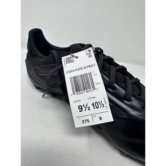 Adidas Copa Pure III Pro Firm Ground Soccer Cleats Mens 9.5 Black JP5620 NEW - Picture 11 of 12